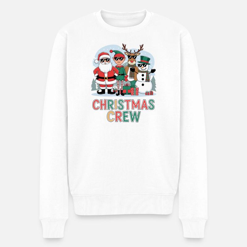 Weihnachts Crew Illustration - Männer Premium Bio Pullover - Weiß