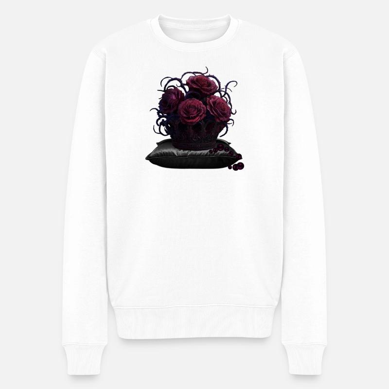 ranken-krone, samt-kissen, goth, closing - Männer Premium Bio Pullover - Weiß