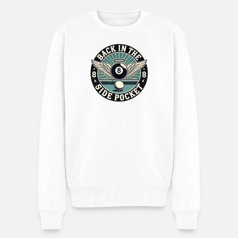 Zurück in der Seitentasche - Billard - Männer Premium Bio Pullover - Weiß
