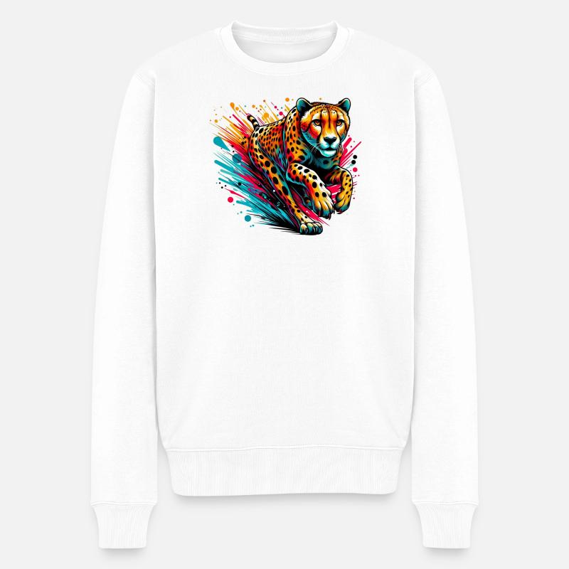 Gepard - Männer Premium Bio Pullover - Weiß