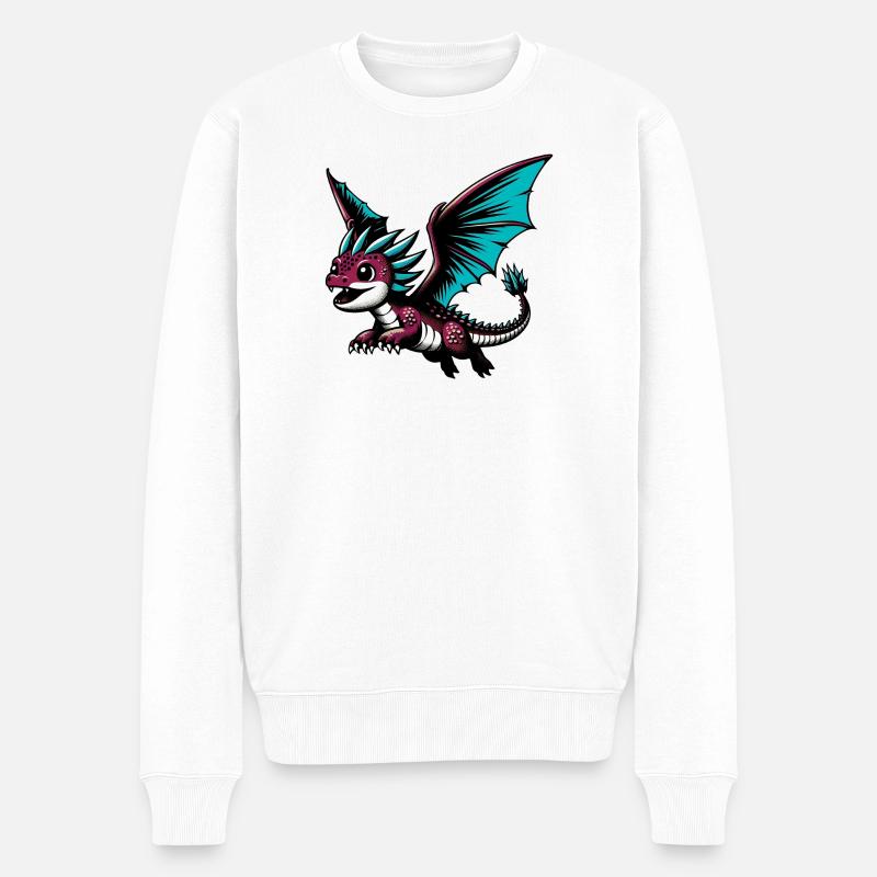 Drache - Männer Premium Bio Pullover - Weiß