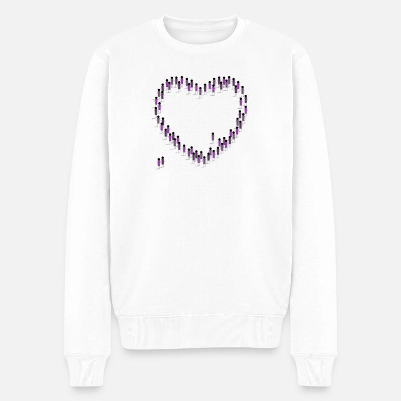 Foule, Coeur, Cohésion, Communauté, Violet - Pull Premium bio Homme - blanc