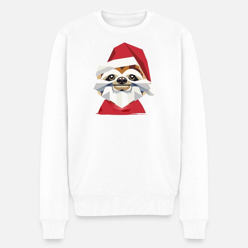 Fröhliches Weihnachtsfaultier im modernen Design - Männer Premium Bio Pullover - Weiß