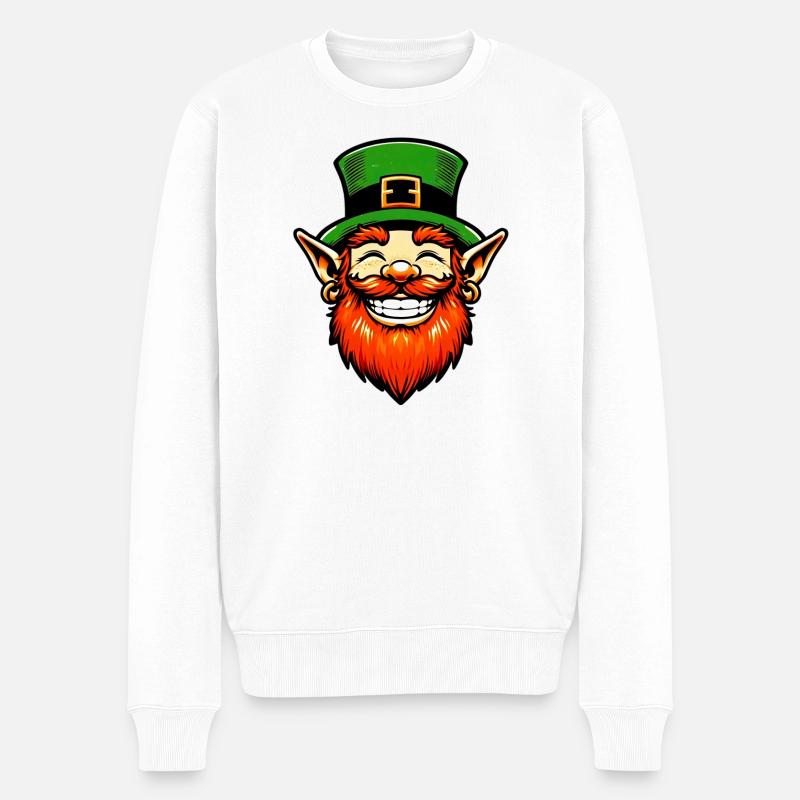 Irischer Kobold Irland - Männer Premium Bio Pullover - Weiß