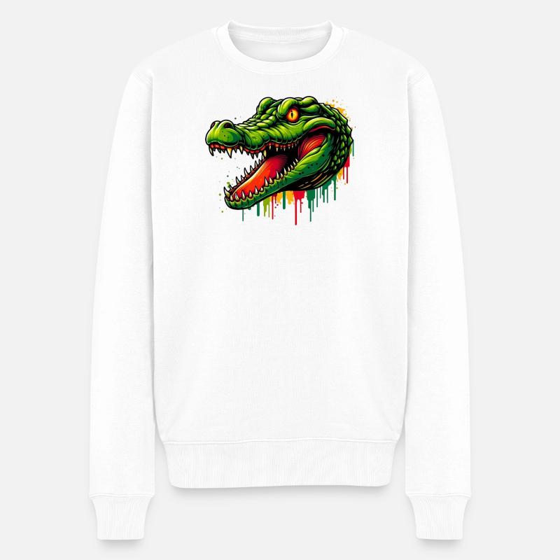 Alligator Crocodile - Pull Premium bio Homme - blanc