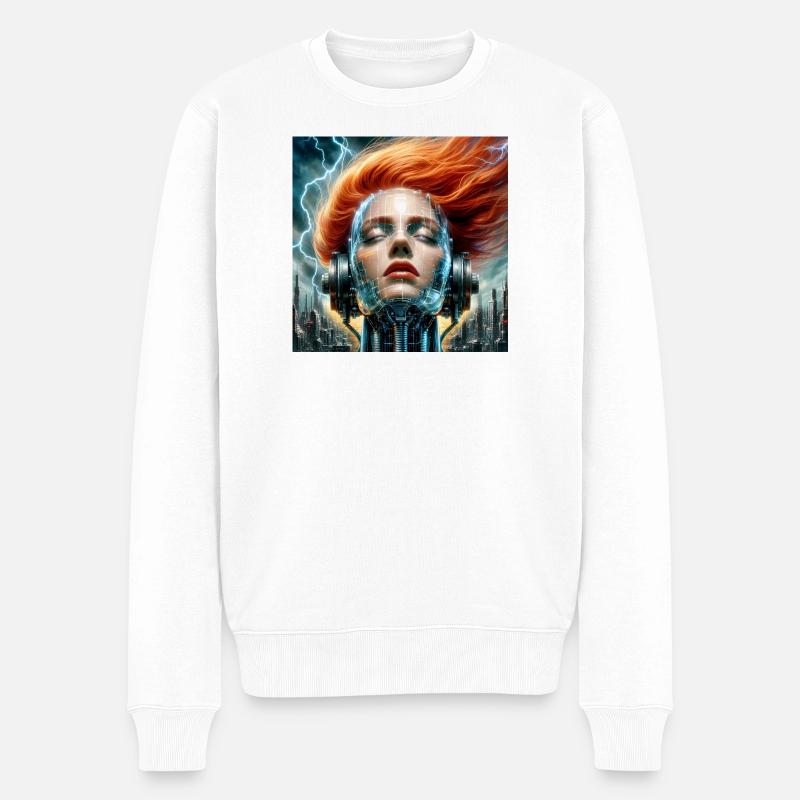 Kybernetische Fusion Frau - Männer Premium Bio Pullover - Weiß