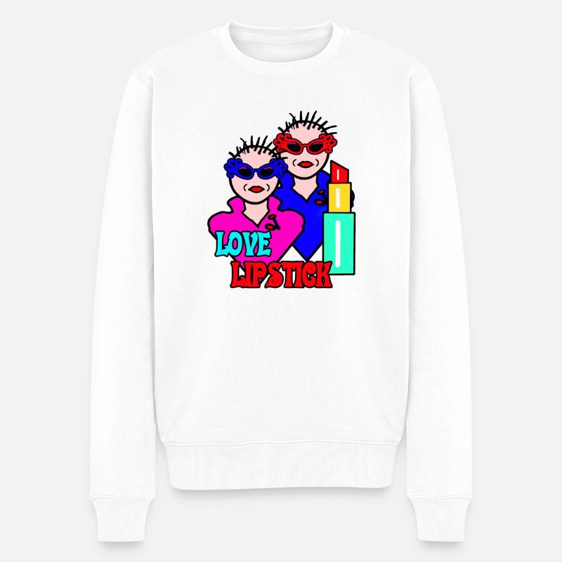 Celebrative Femina mit Lippenstift - Männer Premium Bio Pullover - Weiß