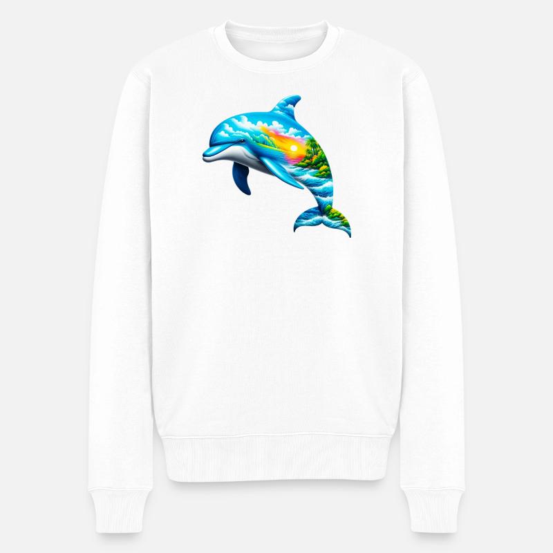 Delfin - Männer Premium Bio Pullover - Weiß
