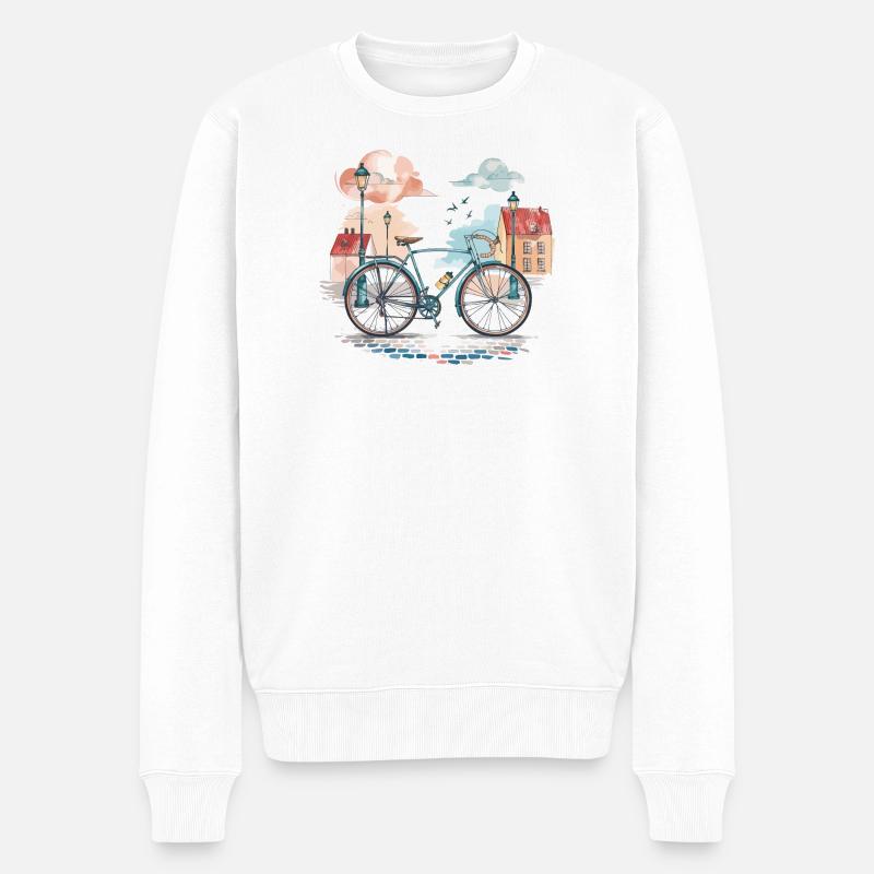 Aventure à vélo dans la ville - Pull Premium bio Homme - blanc