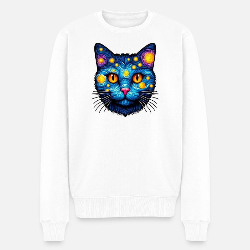 Katze - Männer Premium Bio Pullover - Weiß