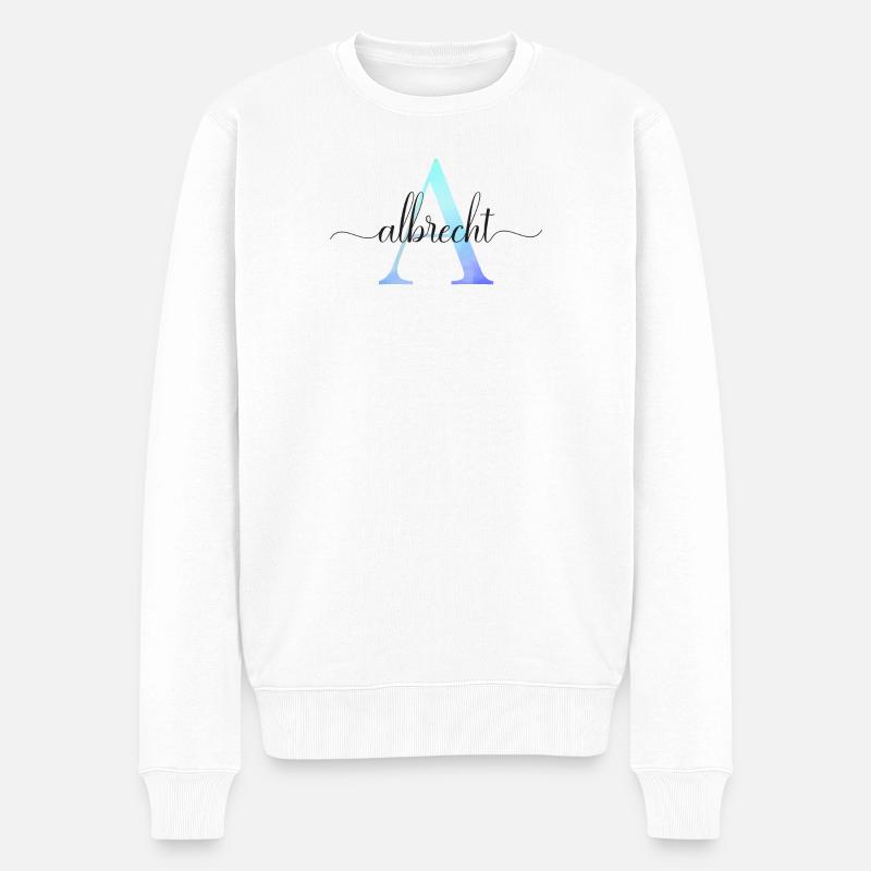A| Monogramme | Nom | Albrecht | Aquarelle - Pull Premium bio Homme - blanc