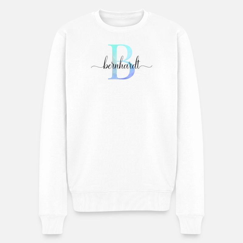 B| Monogramme | Nom | Bernhardt | Aquarelle - Pull Premium bio Homme - blanc