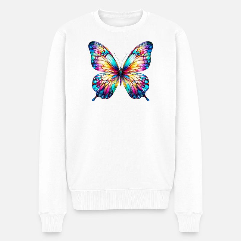 Schmetterling - Männer Premium Bio Pullover - Weiß