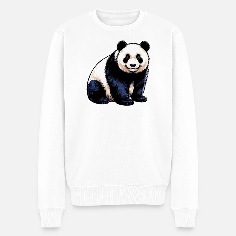 Panda - Männer Premium Bio Pullover - Weiß