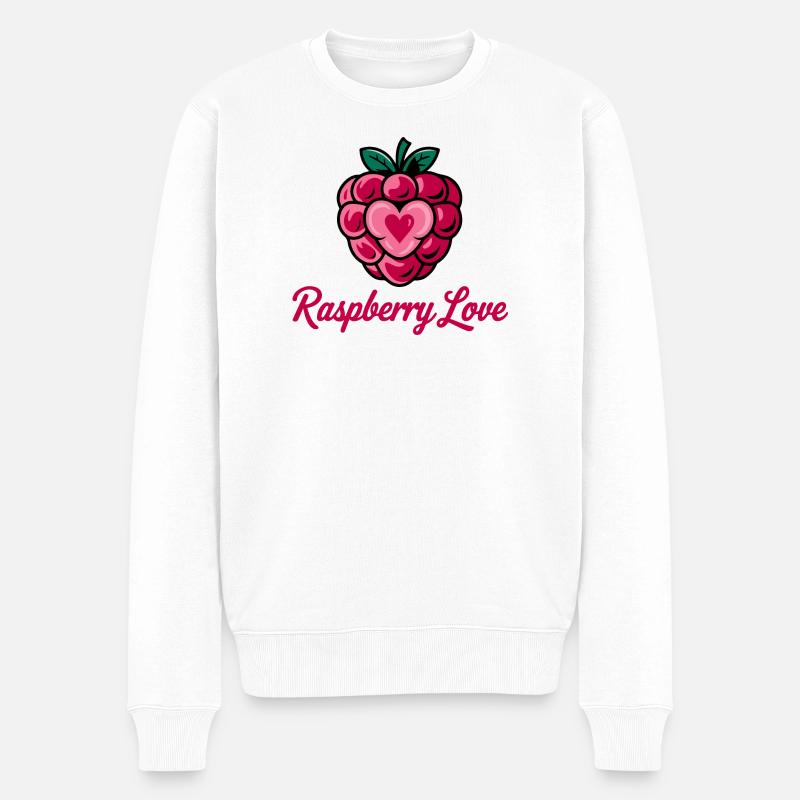 Kirschherz Umarmung Illustration - Männer Premium Bio Pullover - Weiß
