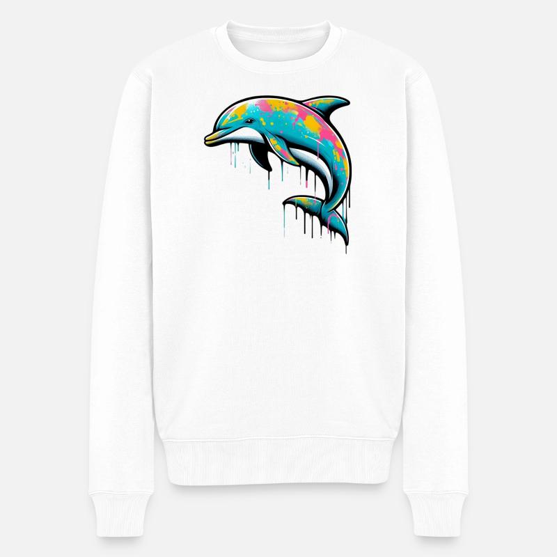 Delfin - Männer Premium Bio Pullover - Weiß