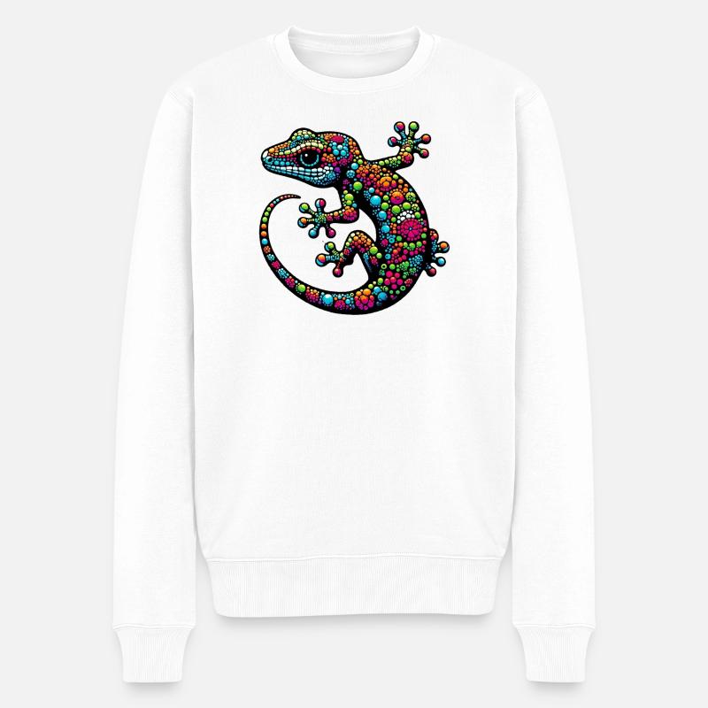 Gecko - Männer Premium Bio Pullover - Weiß