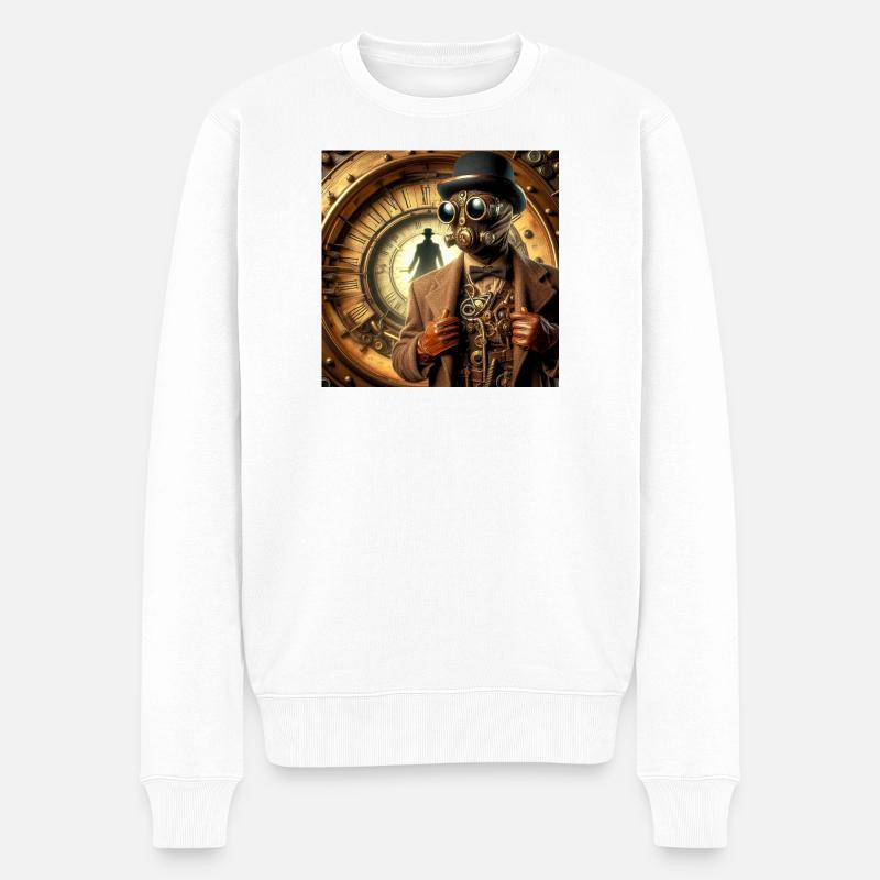 Sherlock Holmes Steampunk - Männer Premium Bio Pullover - Weiß