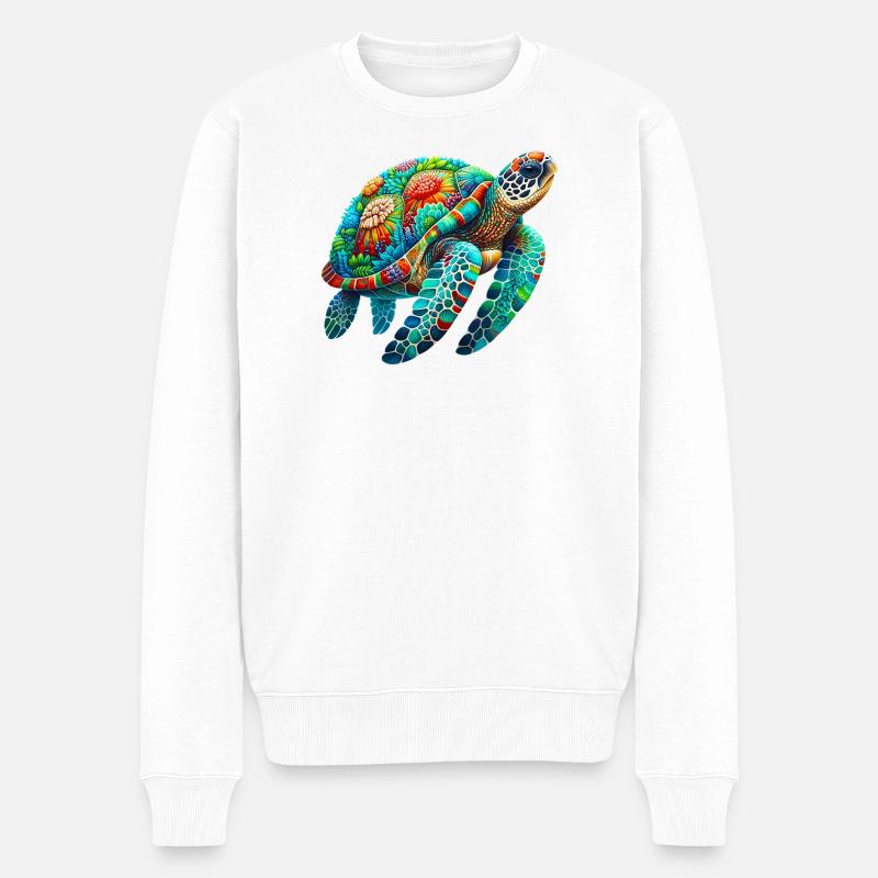 Schildkröte - Männer Premium Bio Pullover - Weiß