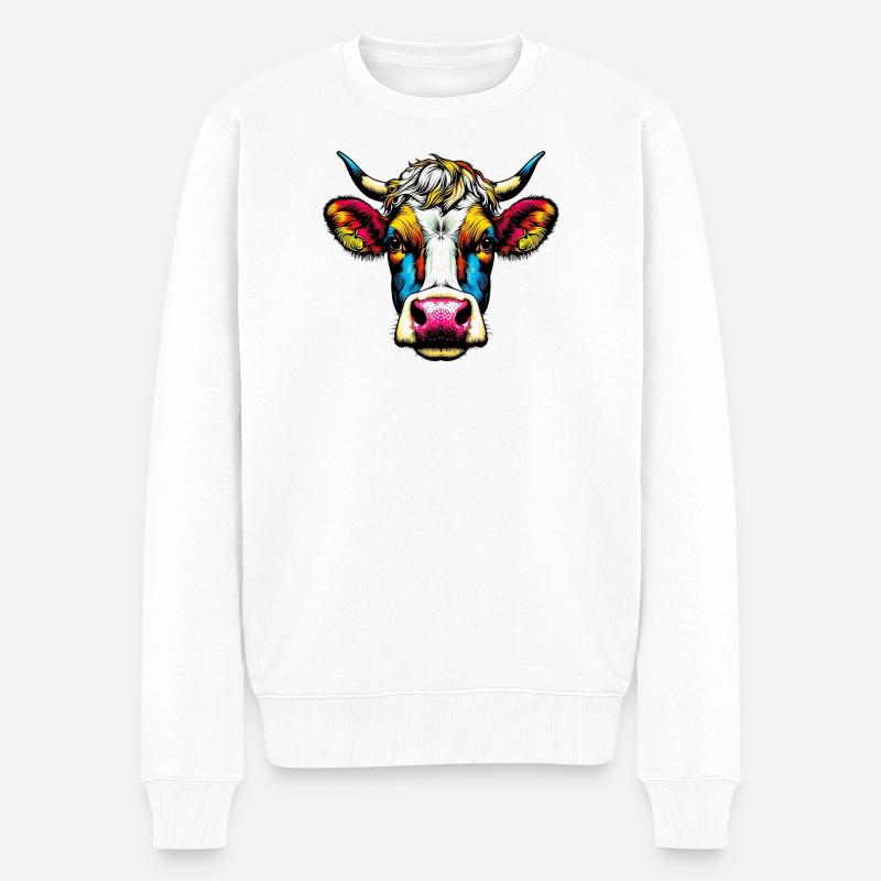 Vache - Pull Premium bio Homme - blanc