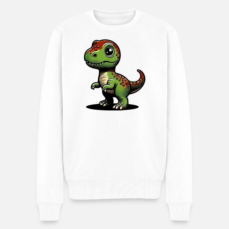 Dinosaurier - Männer Premium Bio Pullover - Weiß