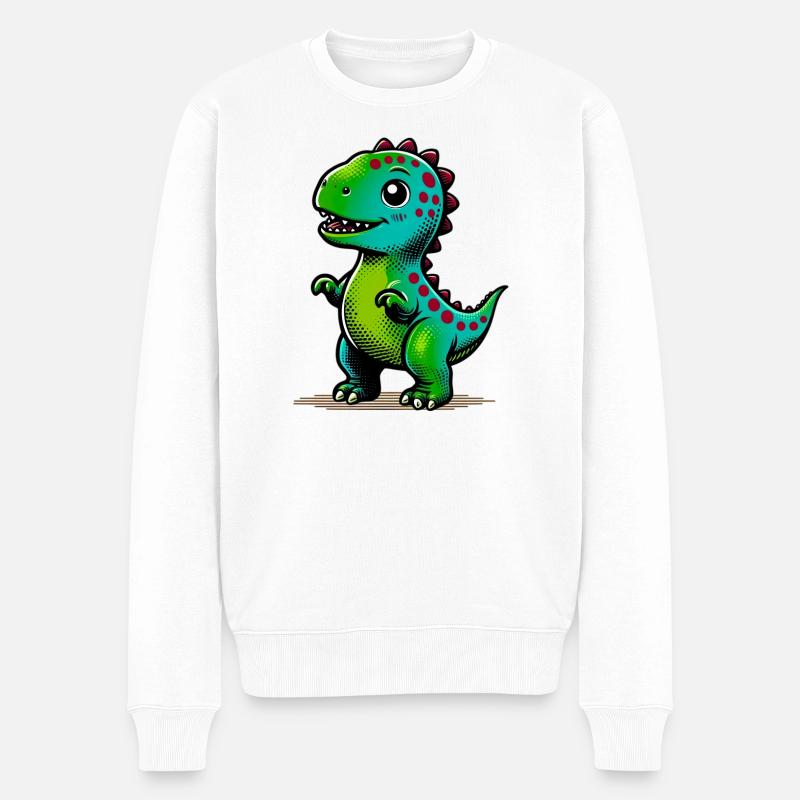 Dinosaurier - Männer Premium Bio Pullover - Weiß