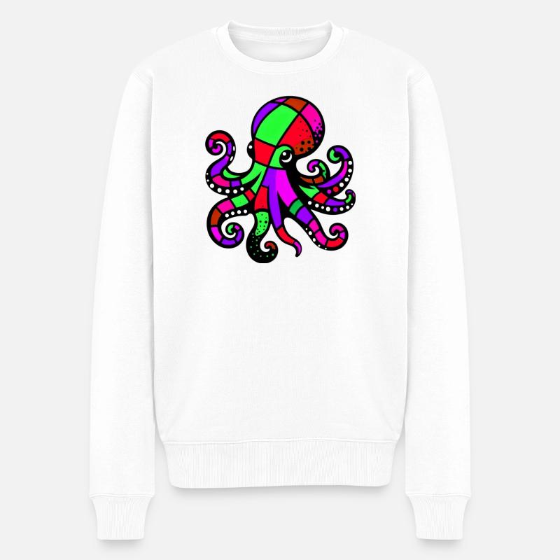 Krake - Männer Premium Bio Pullover - Weiß