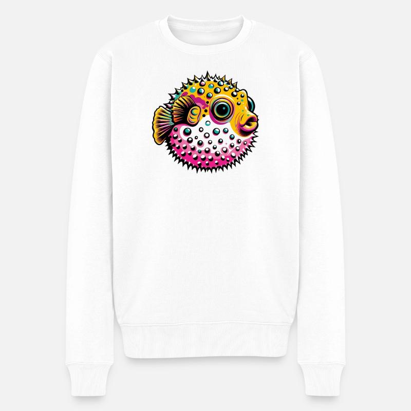 Kugelfisch - Männer Premium Bio Pullover - Weiß