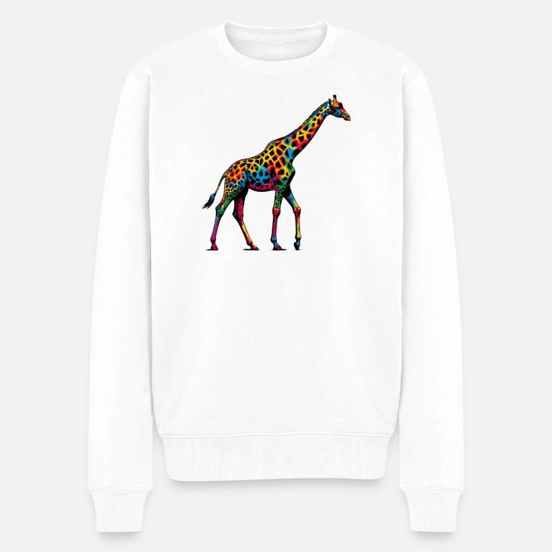 Giraffe - Männer Premium Bio Pullover - Weiß