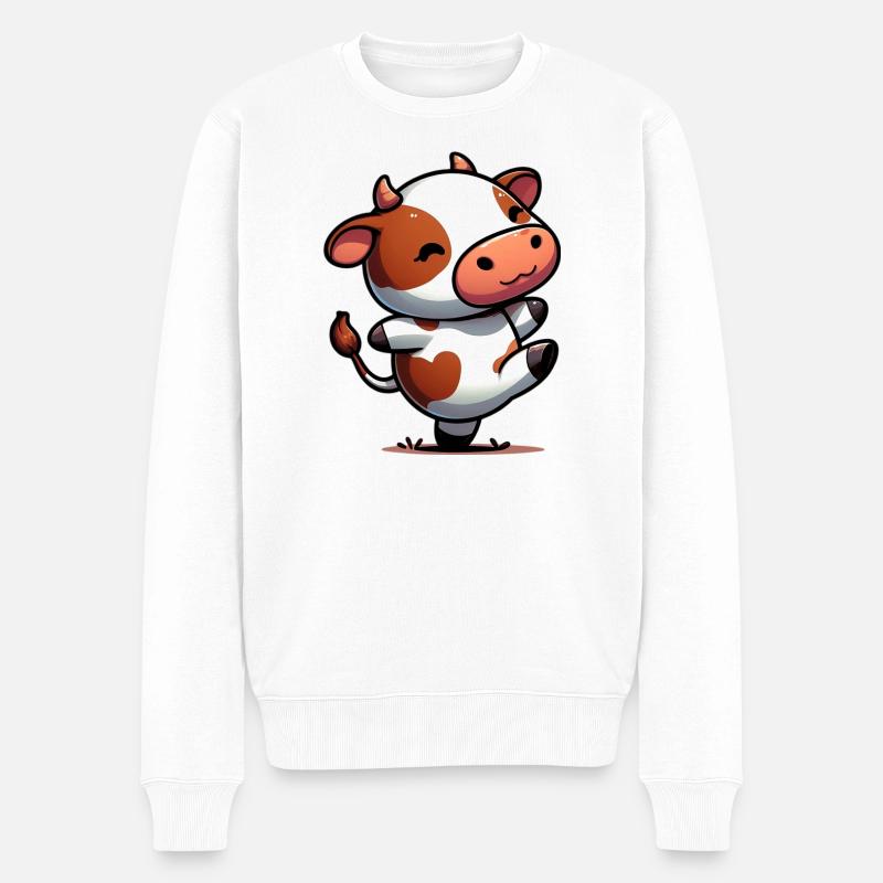 Kuh - Männer Premium Bio Pullover - Weiß