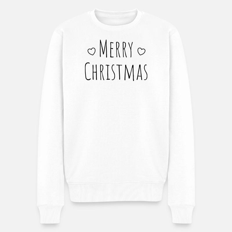 Merry christmas minimalistic herz - Männer Premium Bio Pullover - Weiß