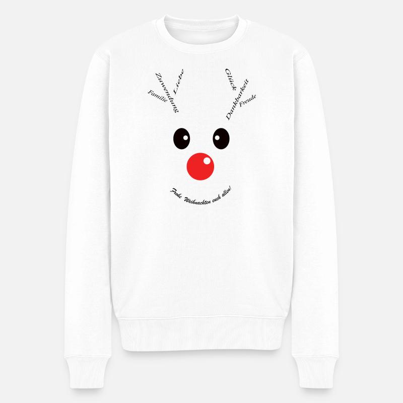 Frohe Weihnachten Rudolf - Männer Premium Bio Pullover - Weiß