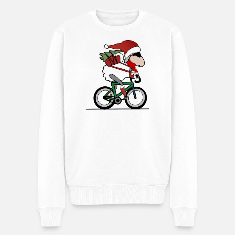 Weihnachten auf dem Fahrrad - Männer Premium Bio Pullover - Weiß