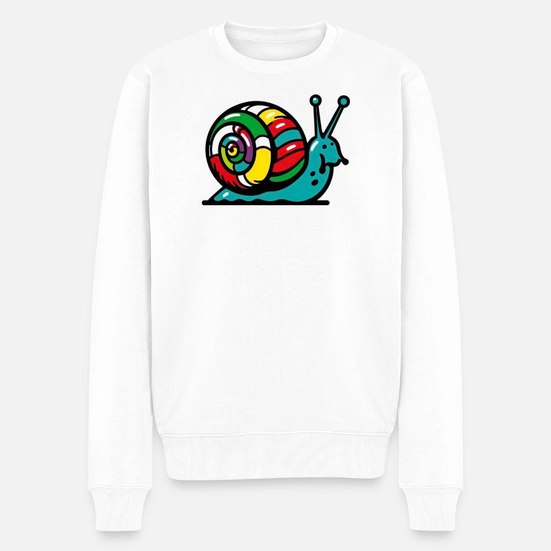 Schnecke - Männer Premium Bio Pullover - Weiß