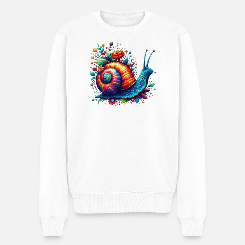 Schnecke - Männer Premium Bio Pullover - Weiß