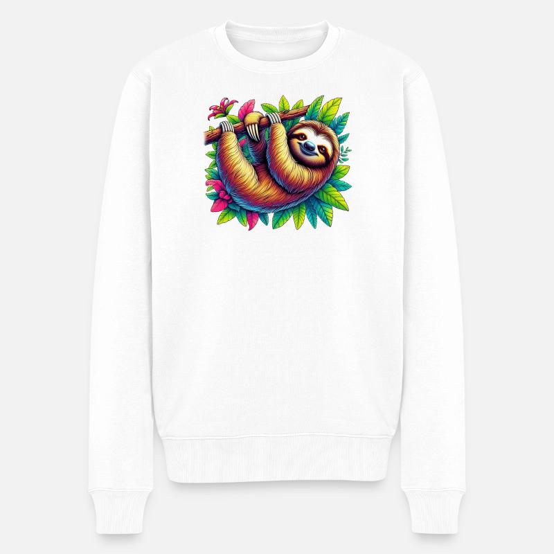 Faultier - Männer Premium Bio Pullover - Weiß