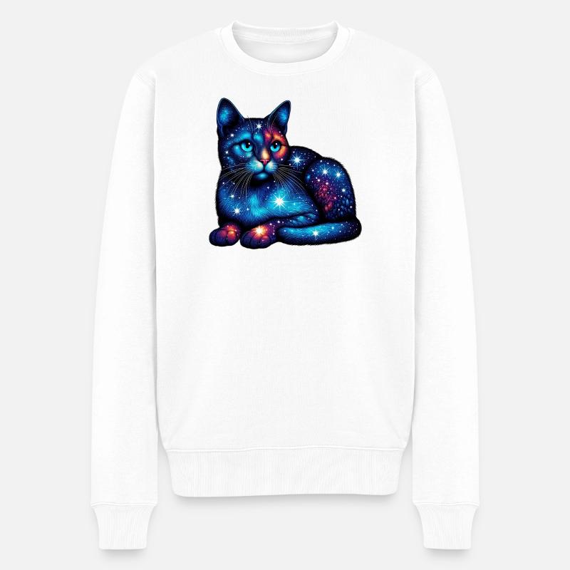 Katze - Männer Premium Bio Pullover - Weiß