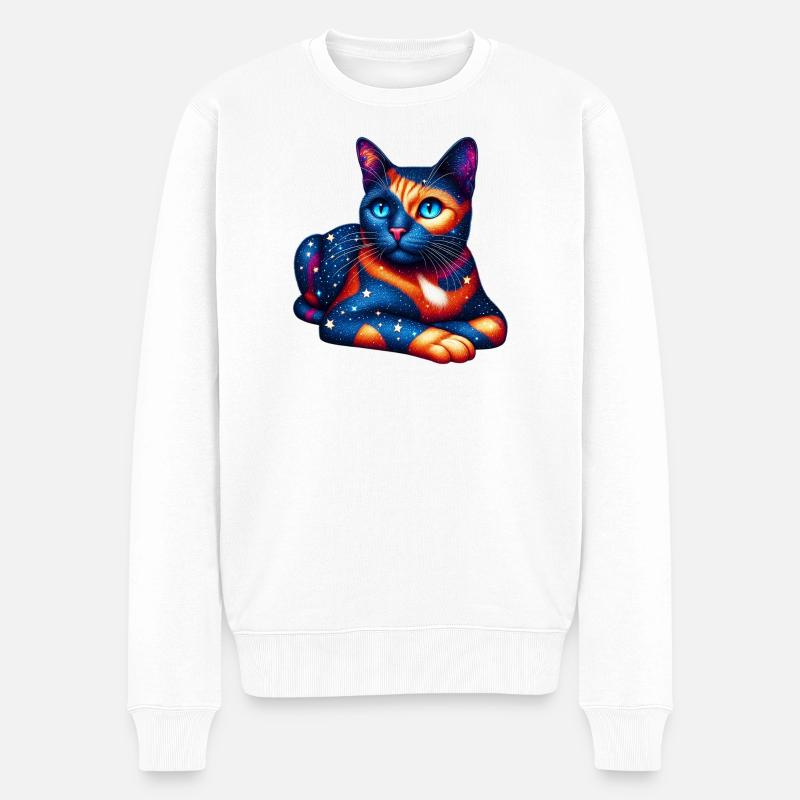 Katze - Männer Premium Bio Pullover - Weiß