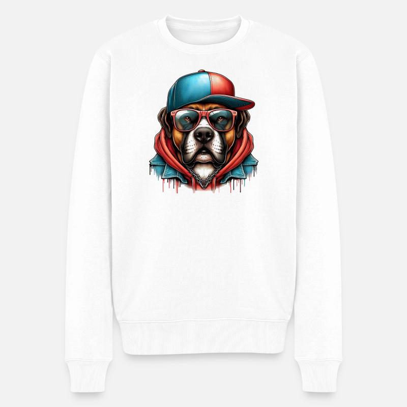 Hund - Männer Premium Bio Pullover - Weiß