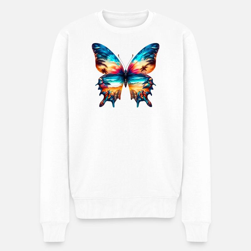 Schmetterling - Männer Premium Bio Pullover - Weiß