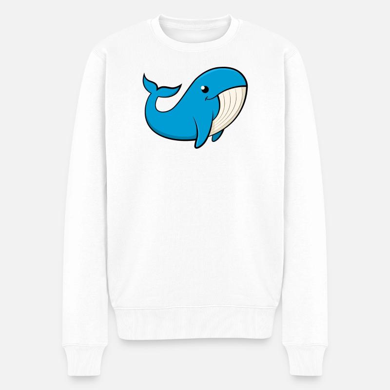 Baleine bleue joyeuse - Pull Premium bio Homme - blanc