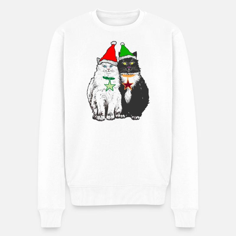 LES CHATS DE NOËL - Pull Premium bio Homme - blanc