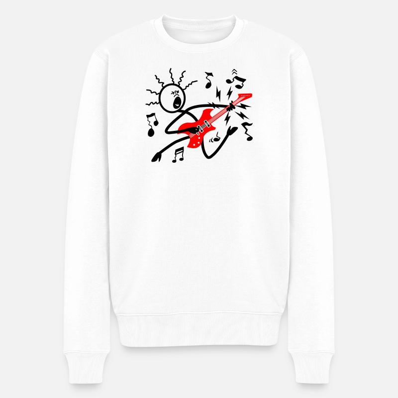 Guitare électrique rouge - Pull Premium bio Homme - blanc