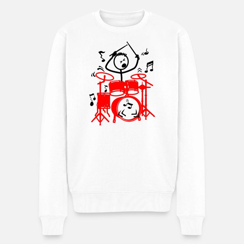 Stickmen batteur rouge - Pull Premium bio Homme - blanc