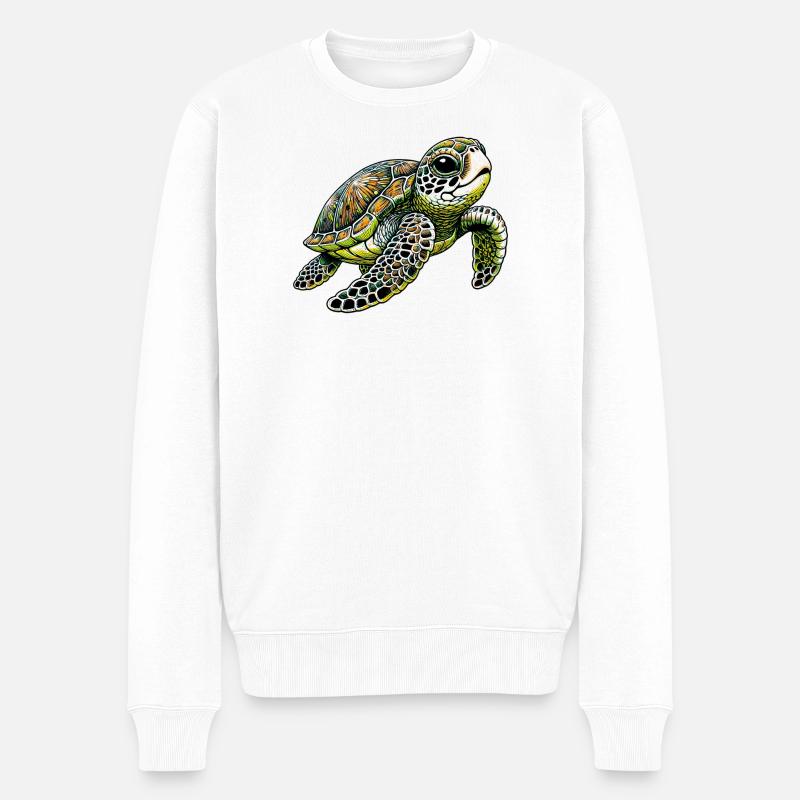 Schildkröte - Männer Premium Bio Pullover - Weiß