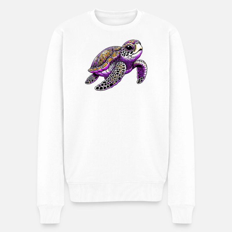 Schildkröte - Männer Premium Bio Pullover - Weiß