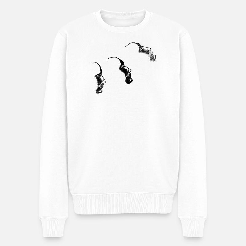 Köpfe - gezeichnet - Männer Premium Bio Pullover - Weiß