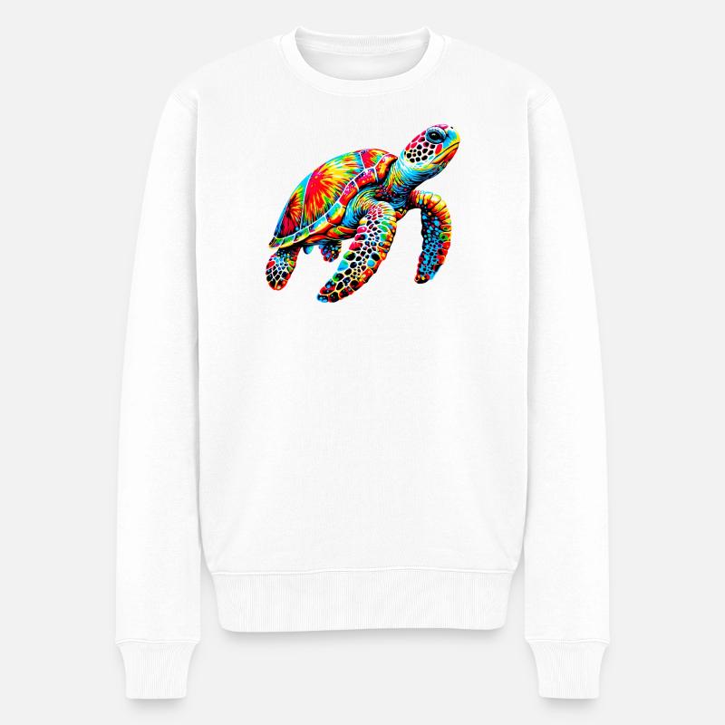 Schildkröte - Männer Premium Bio Pullover - Weiß