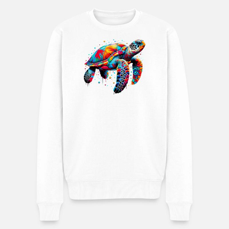 Schildkröte - Männer Premium Bio Pullover - Weiß