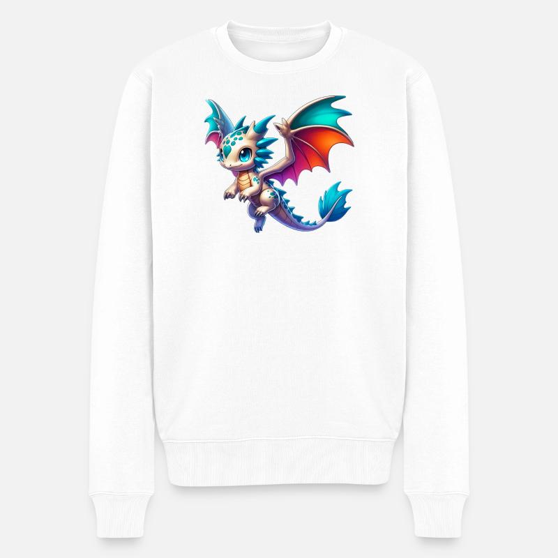 Drache - Männer Premium Bio Pullover - Weiß